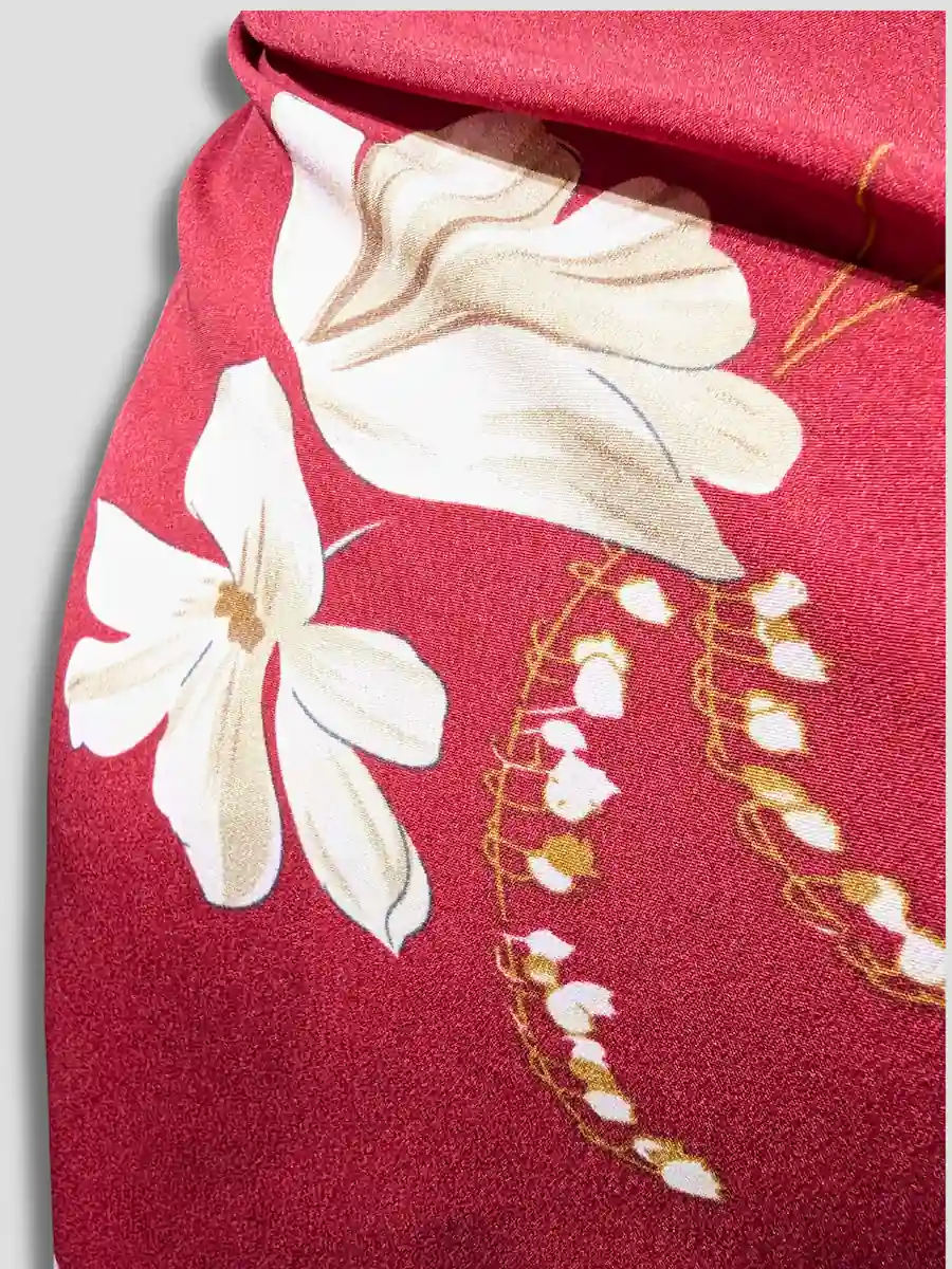 Floral Red Wrap Skirt - Wool blend Bottoms available at theGirlyZone Kampala