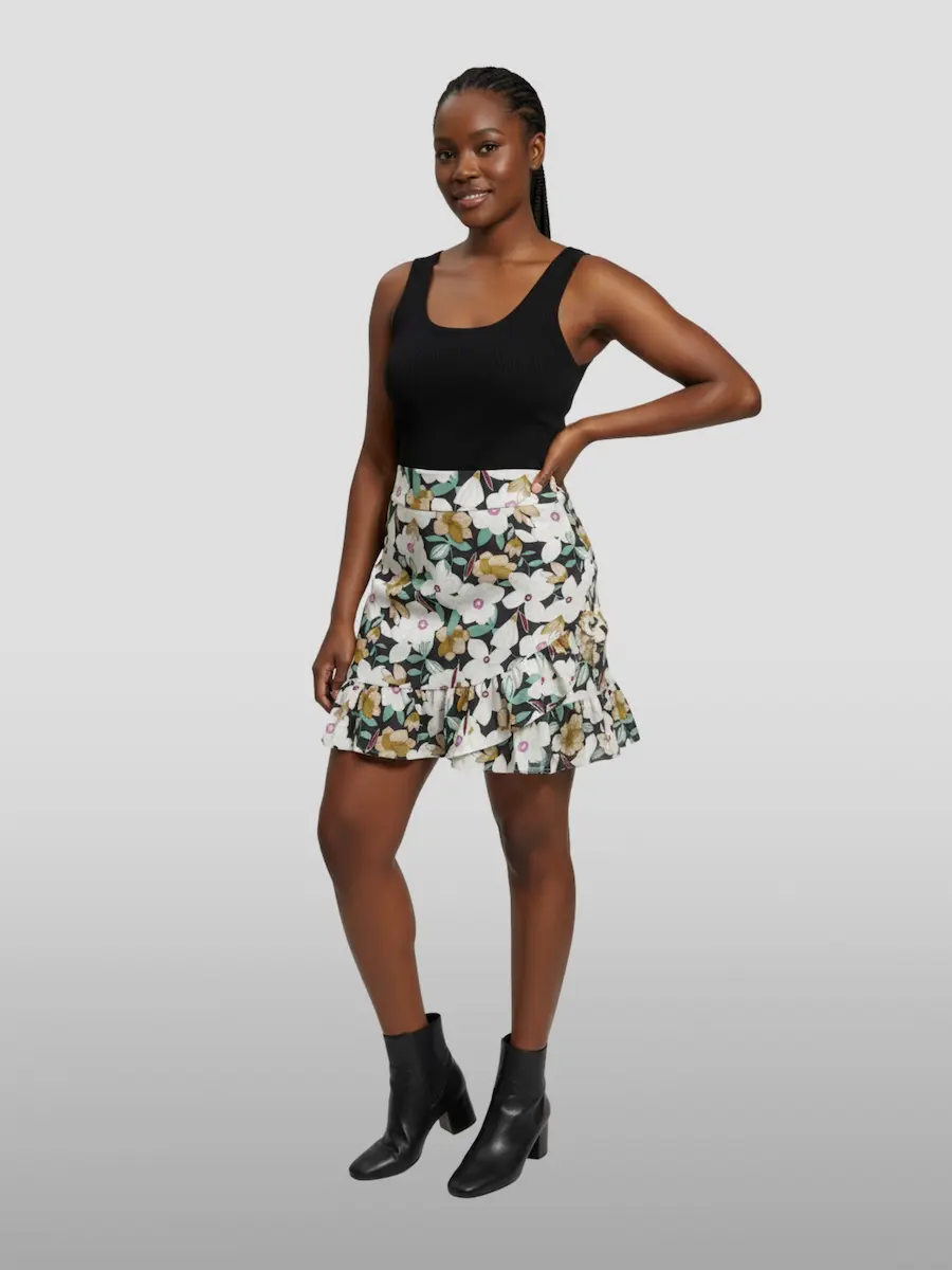 Midnight Bloom Ruffle Mini - N/A bottoms available at theGirlyZone Kampala