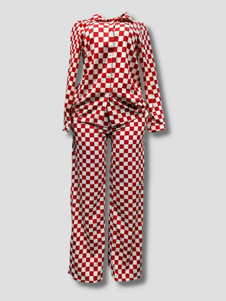 Checkered Pajama Set - Comfy-Smooth Fabric Sets available at theGirlyZone Kampala