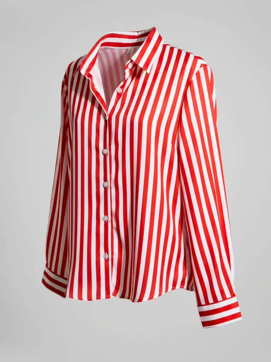 Classic Striped Button Shirt - Smooth Cotton tops available at theGirlyZone Kampala