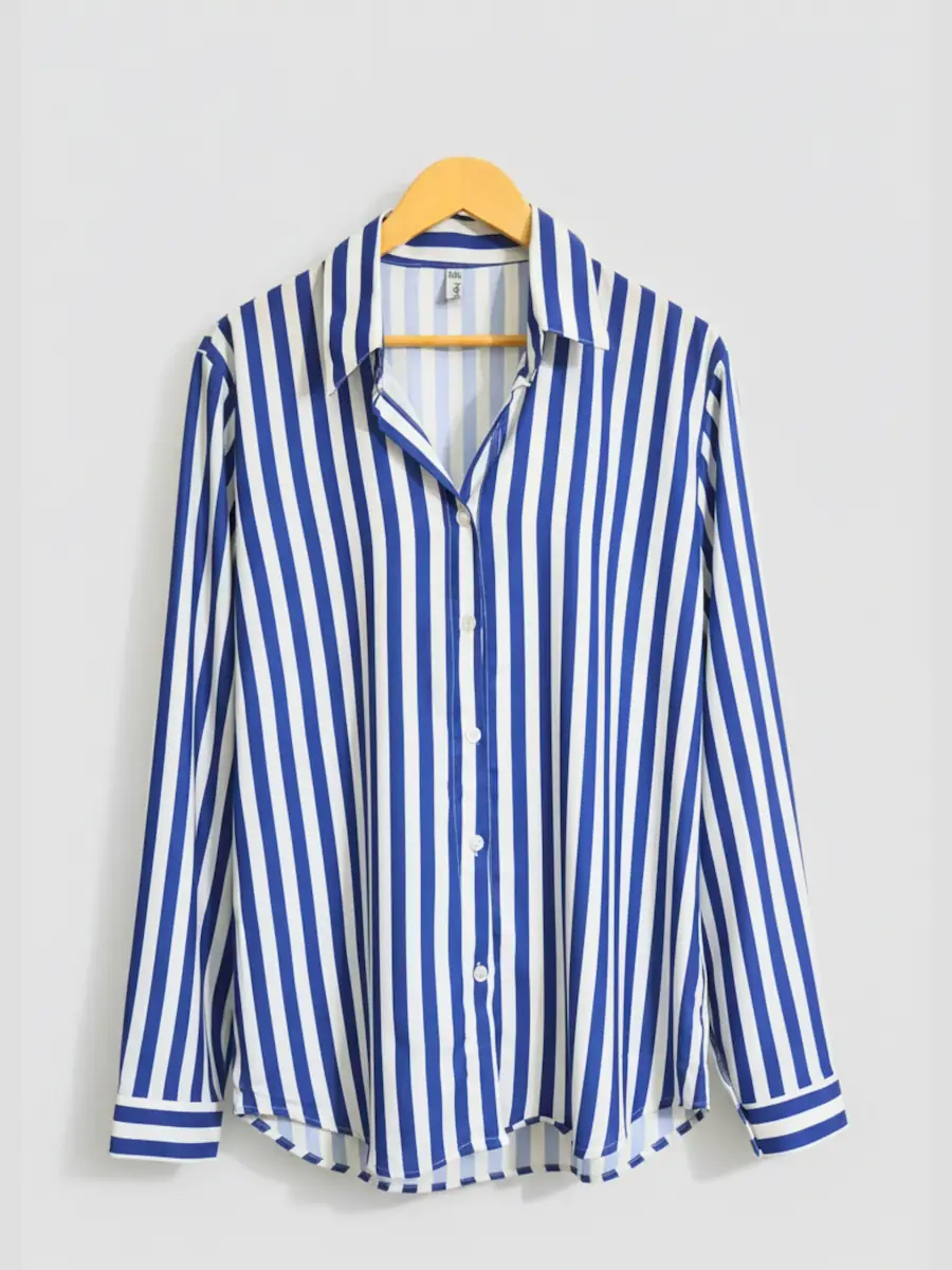 Classic Striped Button Shirt - Smooth Cotton tops available at theGirlyZone Kampala