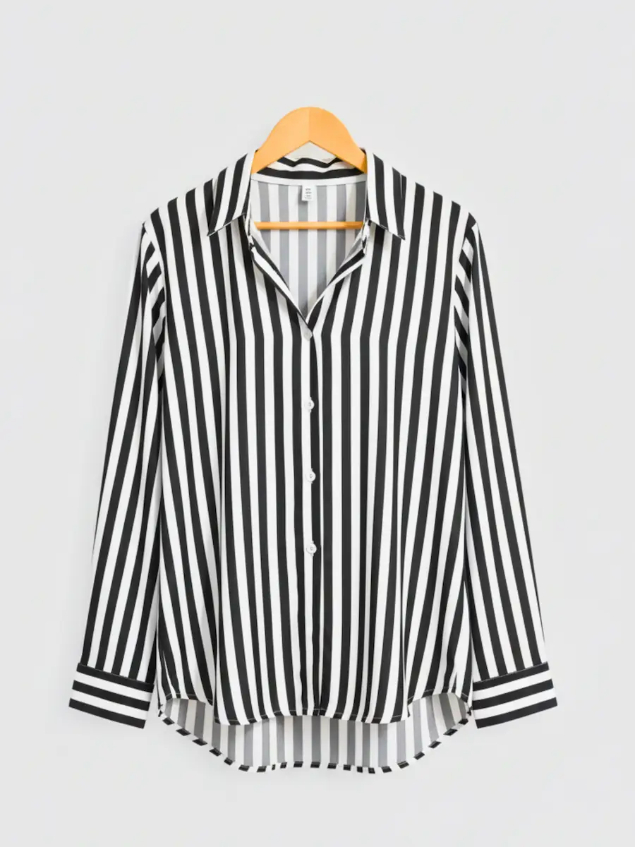 Classic Striped Button Shirt - Smooth Cotton tops available at theGirlyZone Kampala